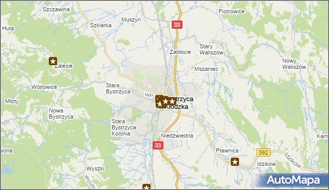 mapa Bystrzyca Kłodzka, Bystrzyca Kłodzka na mapie Targeo