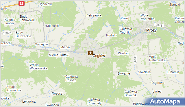 mapa Cegłów powiat miński, Cegłów powiat miński na mapie Targeo