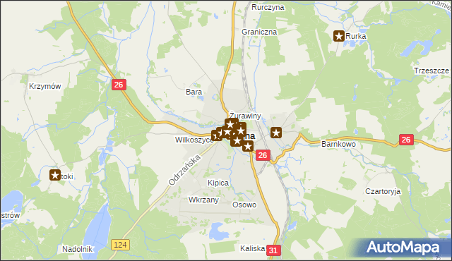 mapa Chojna powiat gryfiński, Chojna powiat gryfiński na mapie Targeo