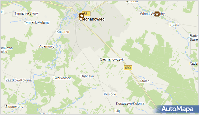 mapa Ciechanowczyk, Ciechanowczyk na mapie Targeo