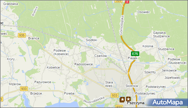 mapa Czarków gmina Pszczyna, Czarków gmina Pszczyna na mapie Targeo