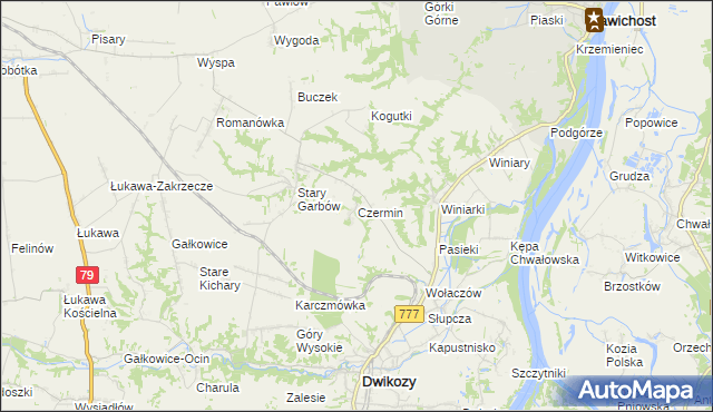 mapa Czermin gmina Dwikozy, Czermin gmina Dwikozy na mapie Targeo
