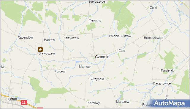 mapa Czermin powiat pleszewski, Czermin powiat pleszewski na mapie Targeo