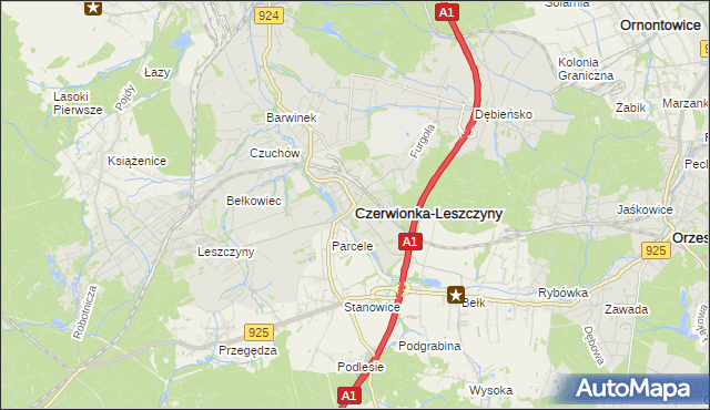 mapa Czerwionka-Leszczyny, Czerwionka-Leszczyny na mapie Targeo