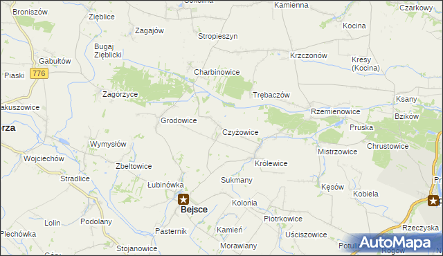 mapa Czyżowice gmina Bejsce, Czyżowice gmina Bejsce na mapie Targeo