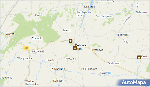 mapa Dębowa Łąka, Dębowa Łąka na mapie Targeo