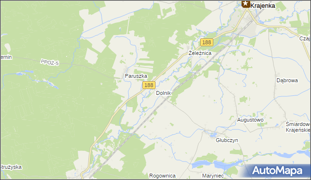 mapa Dolnik gmina Krajenka, Dolnik gmina Krajenka na mapie Targeo