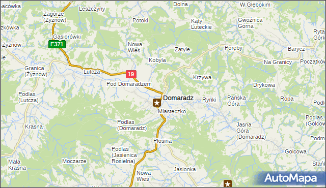 mapa Domaradz powiat brzozowski, Domaradz powiat brzozowski na mapie Targeo