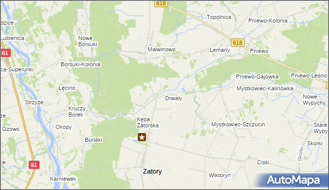 mapa Drwały gmina Zatory, Drwały gmina Zatory na mapie Targeo