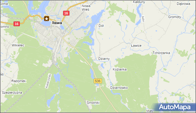 mapa Dziarny, Dziarny na mapie Targeo