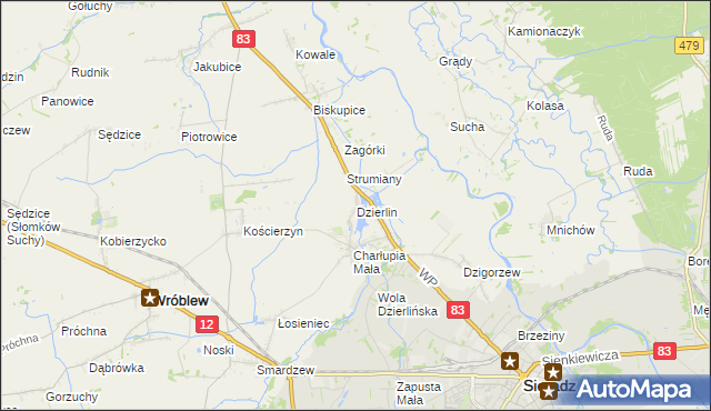 mapa Dzierlin, Dzierlin na mapie Targeo
