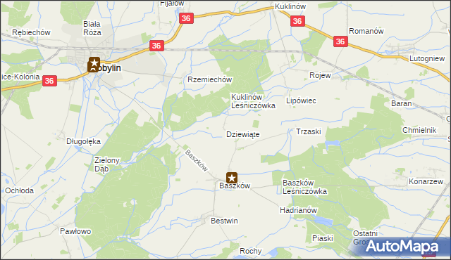 mapa Dziewiąte, Dziewiąte na mapie Targeo