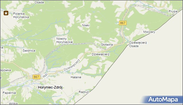 mapa Dziewięcierz, Dziewięcierz na mapie Targeo
