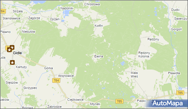 mapa Ewina gmina Żytno, Ewina gmina Żytno na mapie Targeo