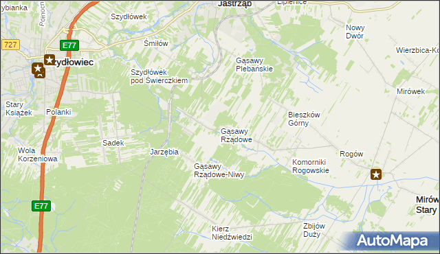 mapa Gąsawy Rządowe, Gąsawy Rządowe na mapie Targeo