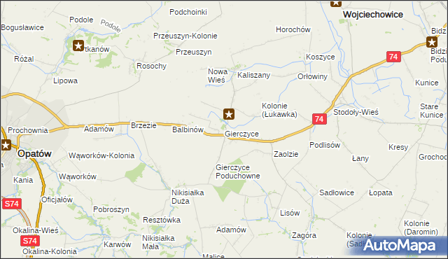 mapa Gierczyce gmina Wojciechowice, Gierczyce gmina Wojciechowice na mapie Targeo