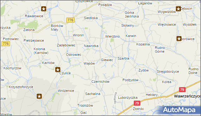 mapa Glewiec, Glewiec na mapie Targeo