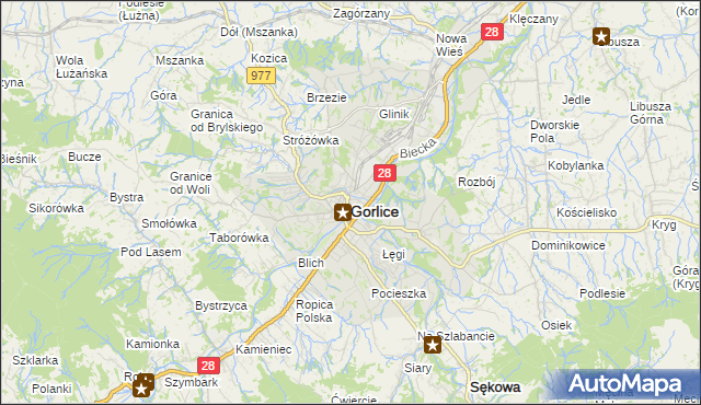 mapa Gorlic, Gorlice na mapie Targeo