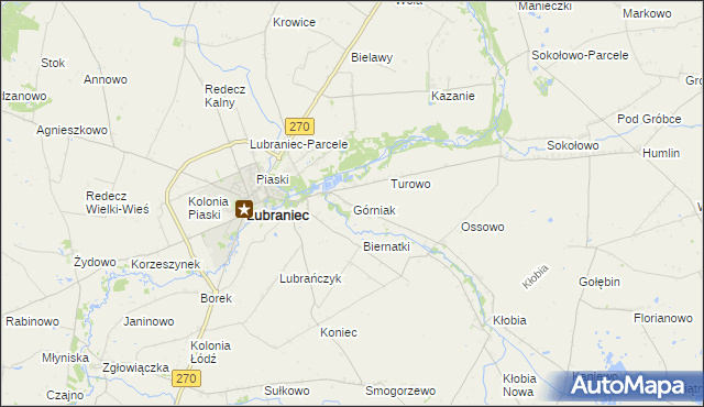 mapa Górniak gmina Lubraniec, Górniak gmina Lubraniec na mapie Targeo