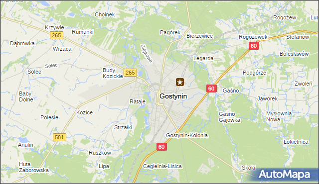 mapa Gostynin, Gostynin na mapie Targeo