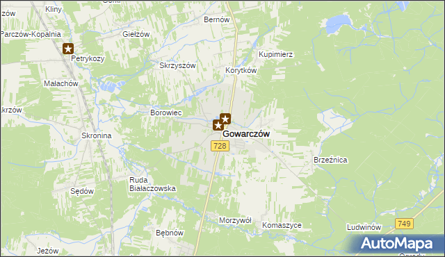 mapa Gowarczów, Gowarczów na mapie Targeo