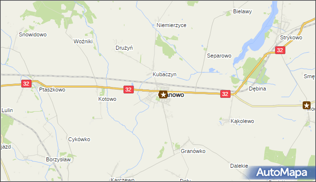 mapa Granowo powiat grodziski, Granowo powiat grodziski na mapie Targeo