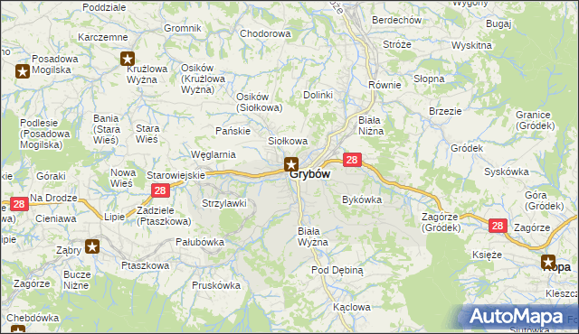 mapa Grybów, Grybów na mapie Targeo