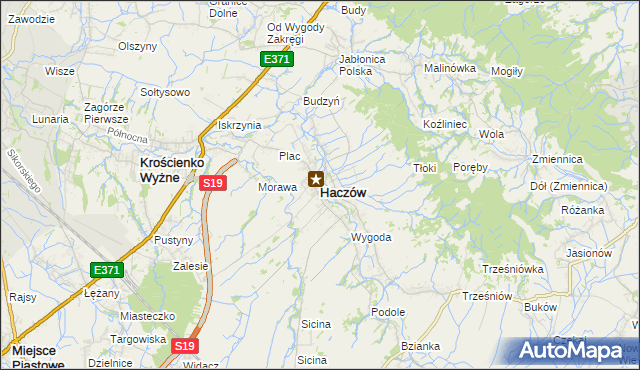 mapa Haczów, Haczów na mapie Targeo