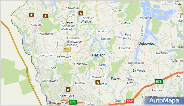 mapa Hażlach, Hażlach na mapie Targeo