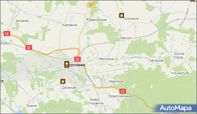 mapa Henryków gmina Szprotawa, Henryków gmina Szprotawa na mapie Targeo