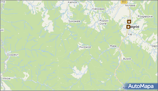 mapa Huczwice, Huczwice na mapie Targeo