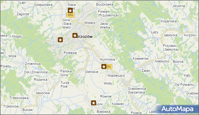 mapa Humniska, Humniska na mapie Targeo