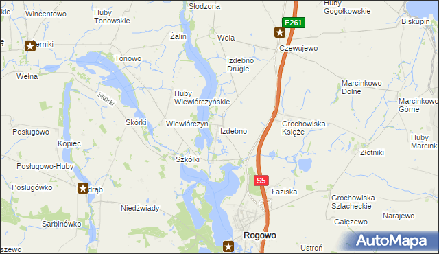 mapa Izdebno gmina Rogowo, Izdebno gmina Rogowo na mapie Targeo