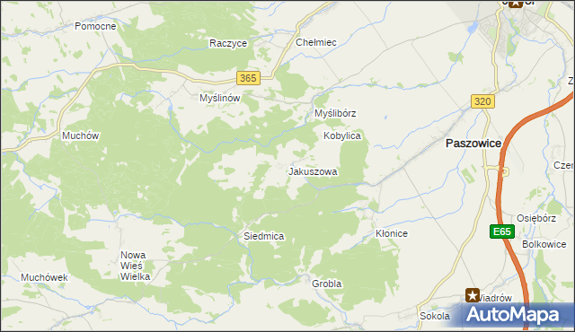 mapa Jakuszowa, Jakuszowa na mapie Targeo