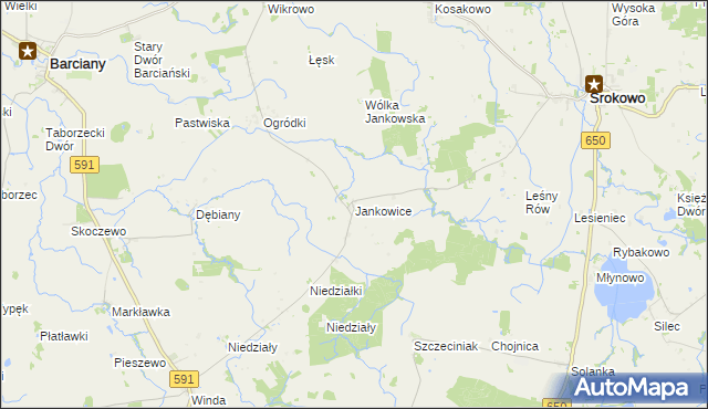 mapa Jankowice gmina Srokowo, Jankowice gmina Srokowo na mapie Targeo