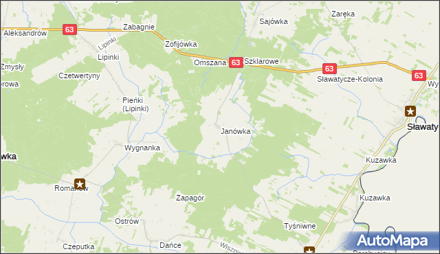 mapa Janówka gmina Hanna, Janówka gmina Hanna na mapie Targeo