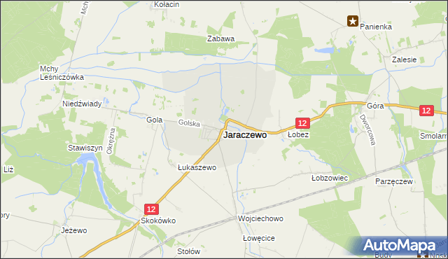 mapa Jaraczewo powiat jarociński, Jaraczewo powiat jarociński na mapie Targeo