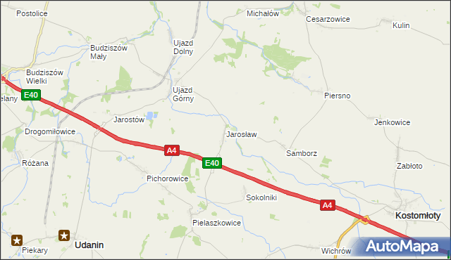 mapa Jarosław gmina Udanin, Jarosław gmina Udanin na mapie Targeo