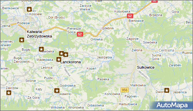 mapa Jastrzębia gmina Lanckorona, Jastrzębia gmina Lanckorona na mapie Targeo