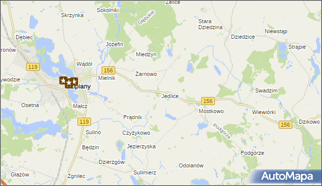 mapa Jedlice gmina Lipiany, Jedlice gmina Lipiany na mapie Targeo