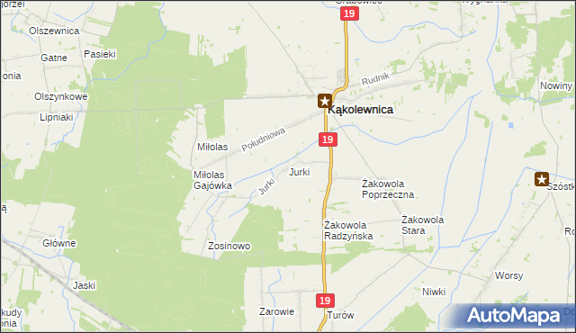 mapa Jurki gmina Kąkolewnica, Jurki gmina Kąkolewnica na mapie Targeo