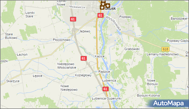 mapa Kacice gmina Pułtusk, Kacice gmina Pułtusk na mapie Targeo