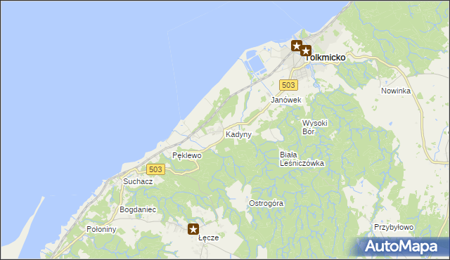 mapa Kadyny, Kadyny na mapie Targeo