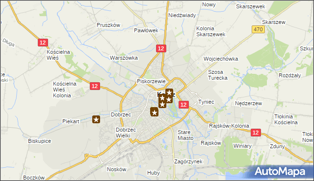 mapa Kalisza, Kalisz na mapie Targeo