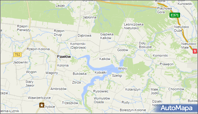 mapa Kałków gmina Pawłów, Kałków gmina Pawłów na mapie Targeo