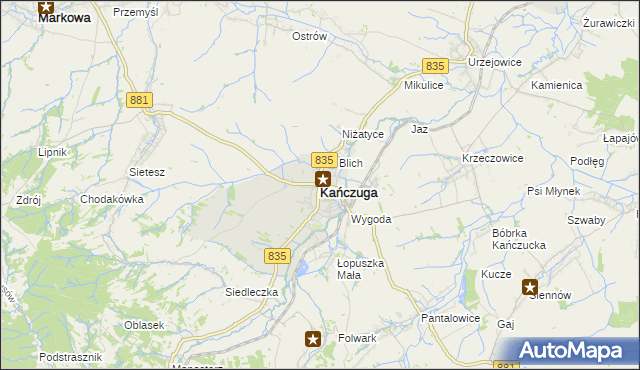 mapa Kańczuga powiat przeworski, Kańczuga powiat przeworski na mapie Targeo