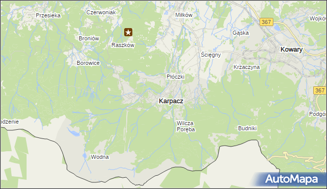 mapa Karpacz, Karpacz na mapie Targeo