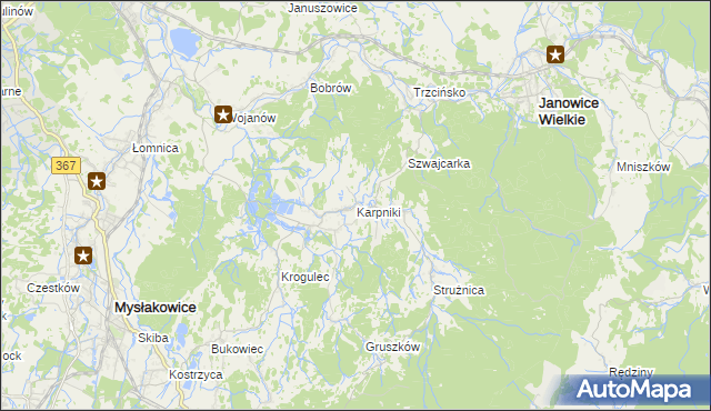 mapa Karpniki gmina Mysłakowice, Karpniki gmina Mysłakowice na mapie Targeo