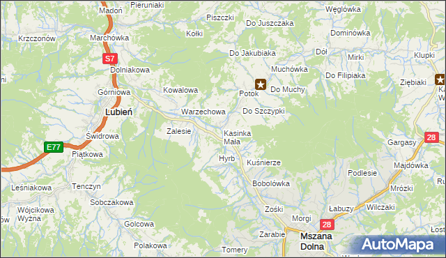 mapa Kasinka Mała, Kasinka Mała na mapie Targeo