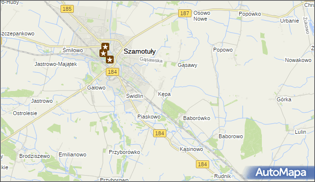mapa Kępa gmina Szamotuły, Kępa gmina Szamotuły na mapie Targeo